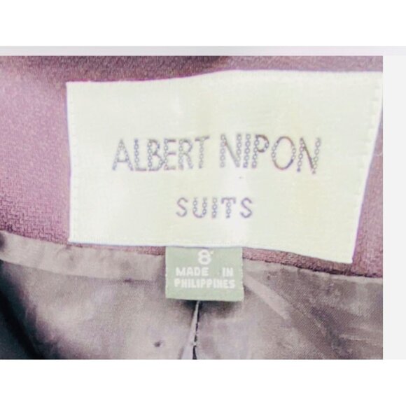 Albert NiponTuxedo Pant Suit Vintage 90s Plum Sz 8 Removable Satin Collar & Cuff - Picture 11 of 11